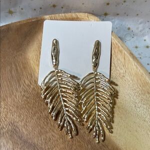 Gold Leaf Drop Earrings - Women Jewelry